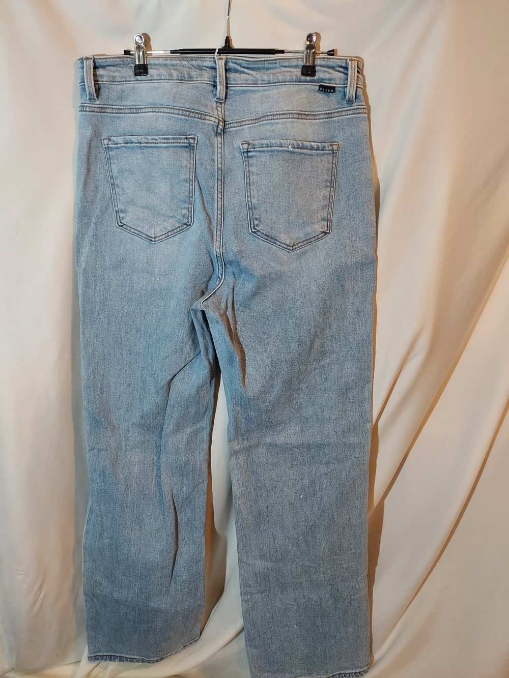 Risen Jeans High Rise Front Seam Wide Leg Blue Denim Pants Light Wash 15 - Picture 2 of 10